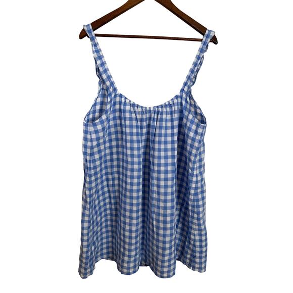 J.Crew Ruffle-Strap Dress in Gingham Linen Cotton Blend Womans Large - Picture 8 of 11